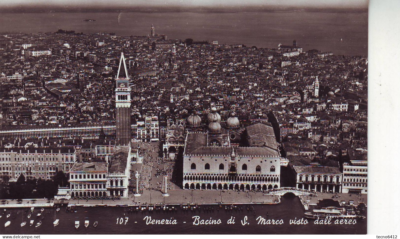 Venezia - Bacino Di S.marco Visto Dall'aereo - Viaggiata - Venetië (Venice)