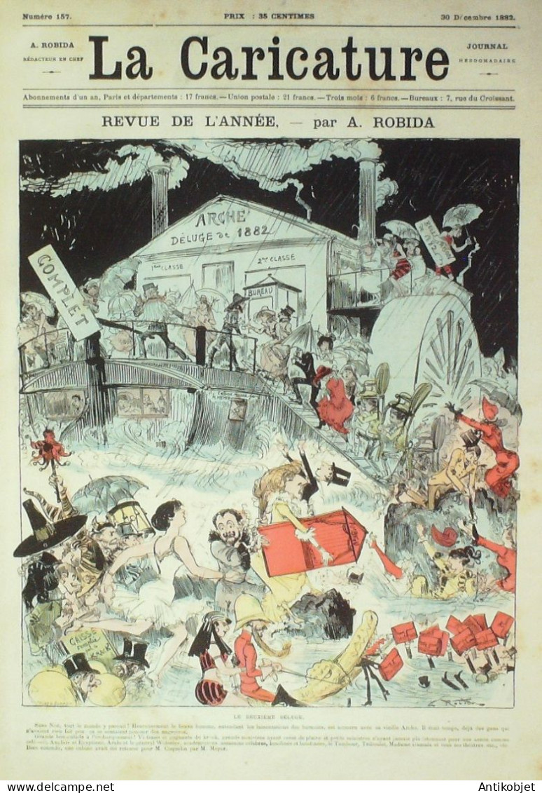 La Caricature 1882 N°157 Revue De L'Année Embarquement Dans L'Arche Robida Trock Brac - Zeitschriften - Vor 1900