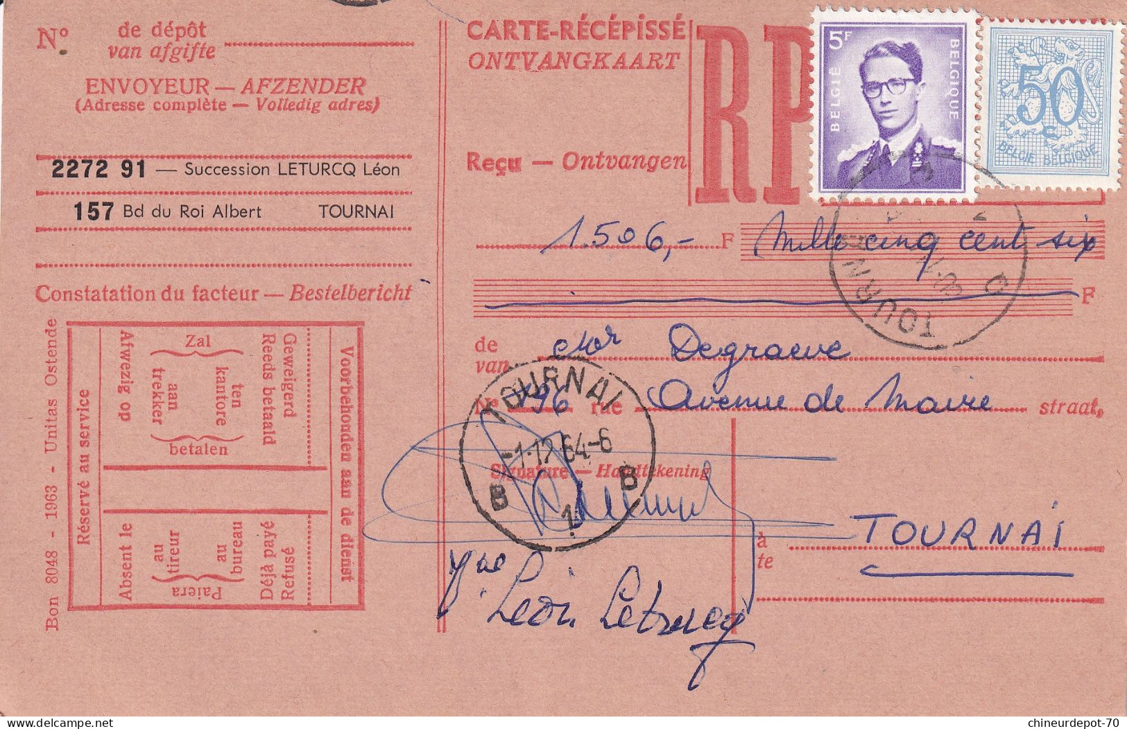 Carte - Récépissé  Belgique - Covers