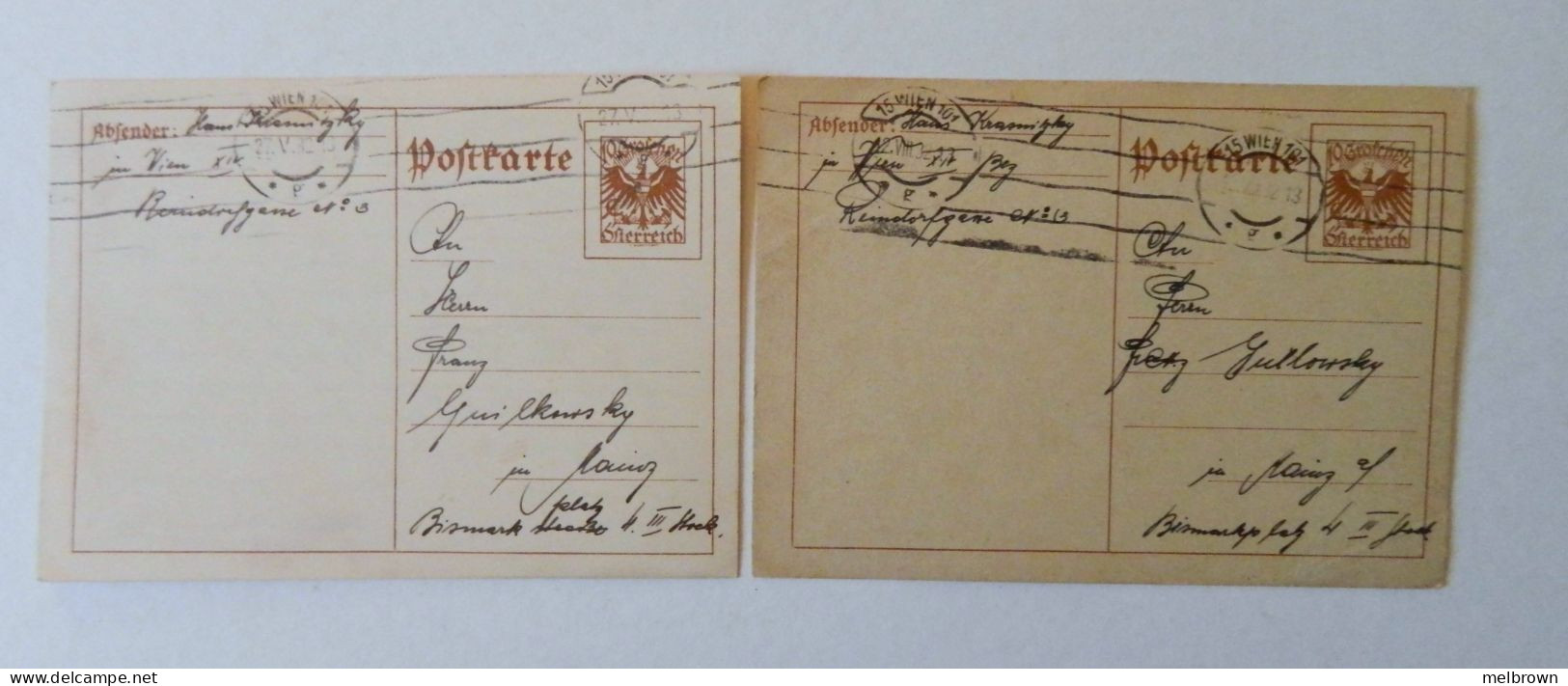 AUSTRIA, VIENNA 1932 2 Collectible Stamped Postcards Sent To Germany - Briefe U. Dokumente