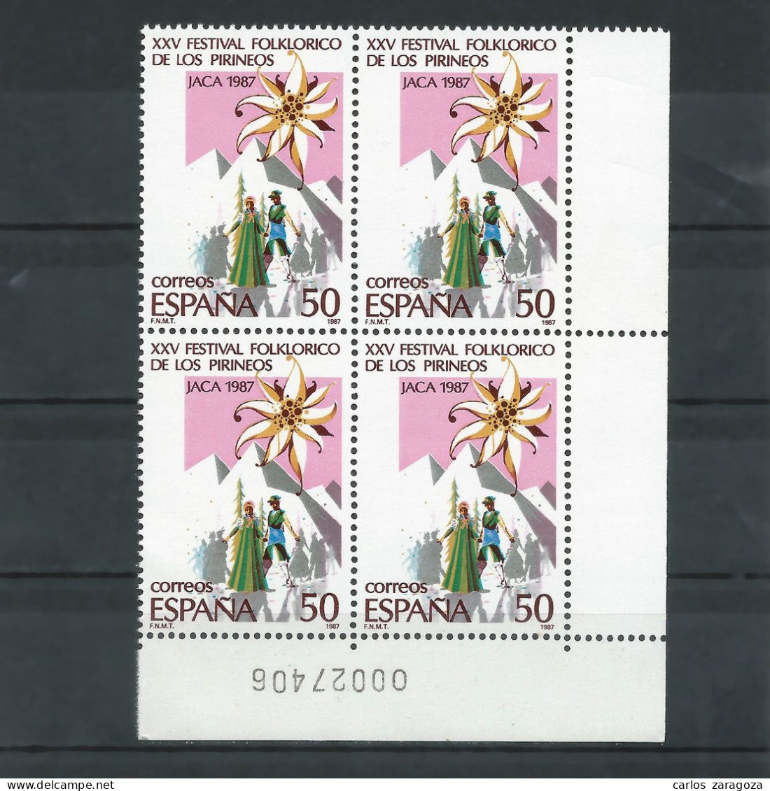 ESPAÑA 1987—FESTIVAL PIRINEOS DE JACA ** 2910, YT 2526, Mi 2791, Sg 2927. En Bloque - Nuovi