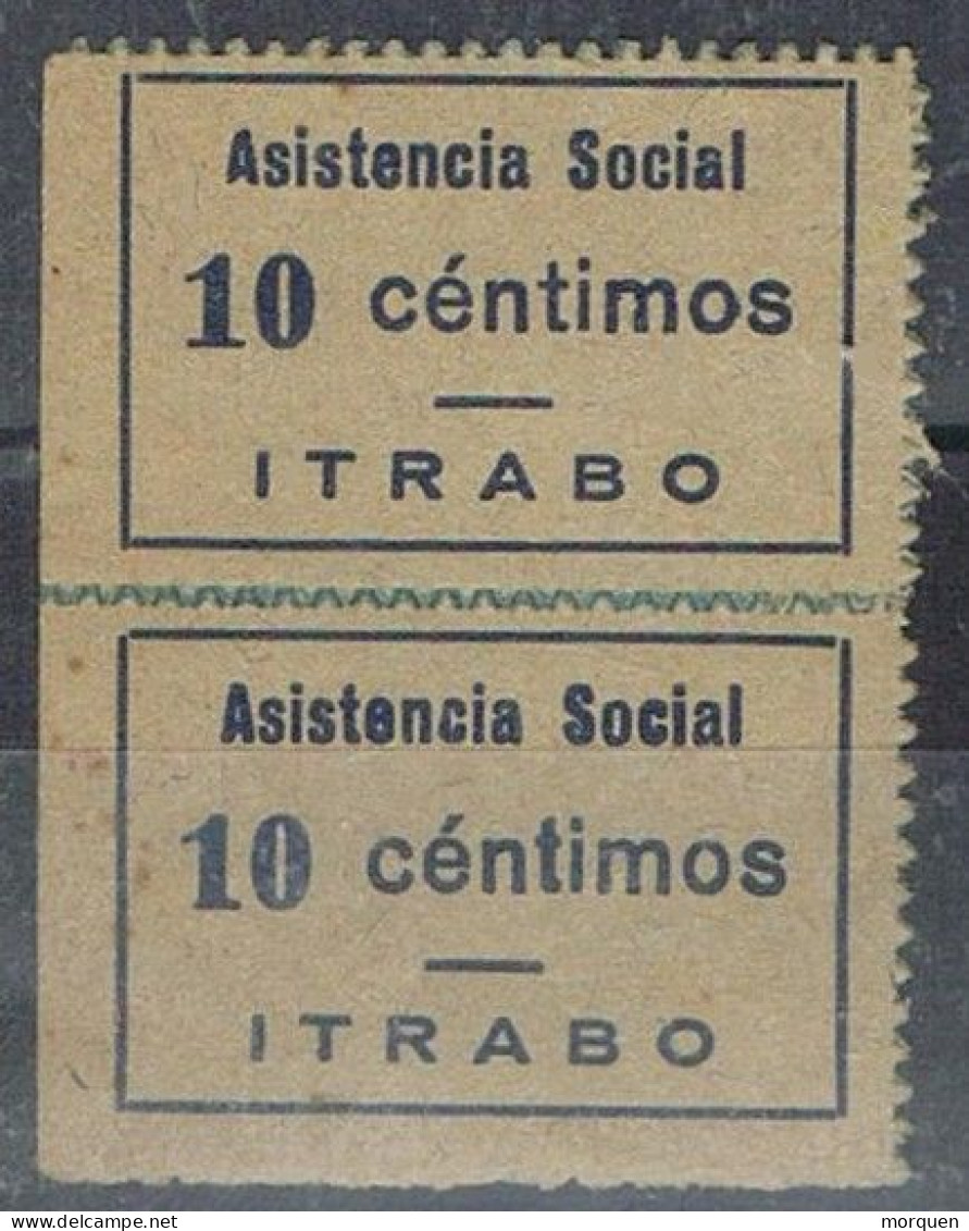 Pareja Sellos ITRABO (Granada) 10 Cts Asistencia Social, Guerra Civil ** - Spanish Civil War Labels