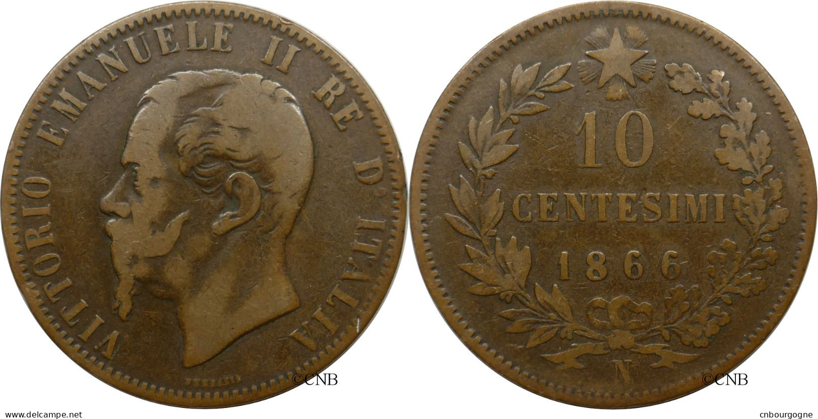 Italie - Royaume - Victor-Emmanuel II - 10 Centesimi 1866 N - TB/VF25 - Mon6115 - 1861-1878 : Víctor Emmanuel II