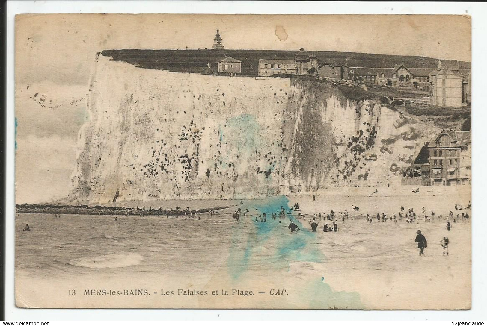Les Falaises Et La Plage    1921     N° 13 Taché - Mers Les Bains