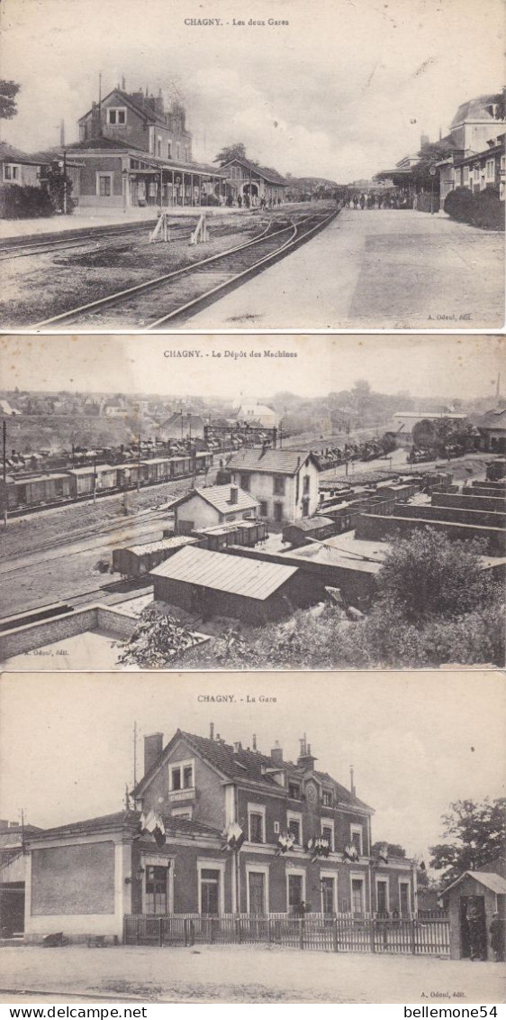 Cpa Dept 71 - Chagny - Lot De 3 Cpa Différentes - La Gare (voir Scan Recto-verso) - Chagny