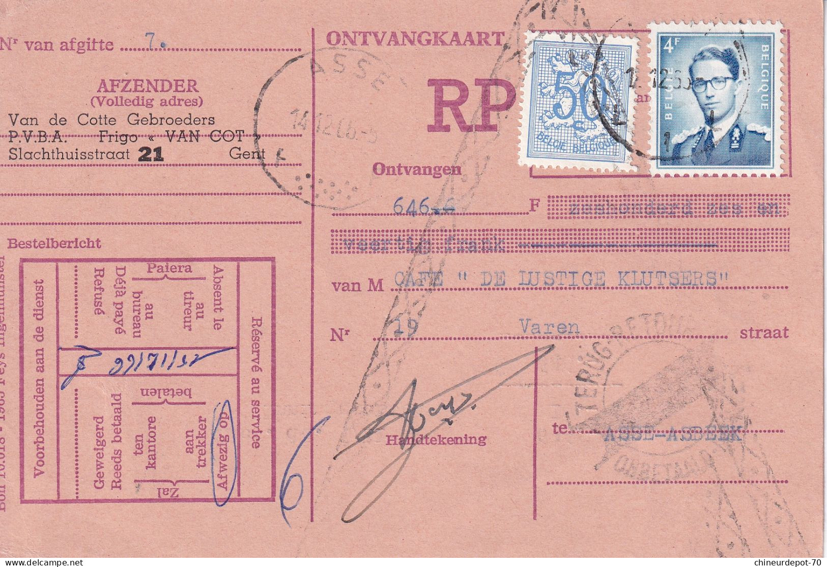 Carte - Récépissé  Belgique - Covers