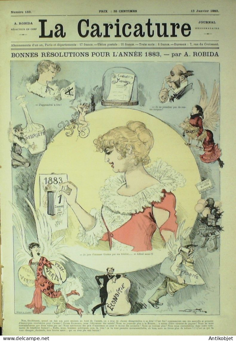 La Caricature 1883 N°159 Résolutions De Cette Année Robida V.Sardou Caran D'Ache Trock Draner - Magazines - Before 1900