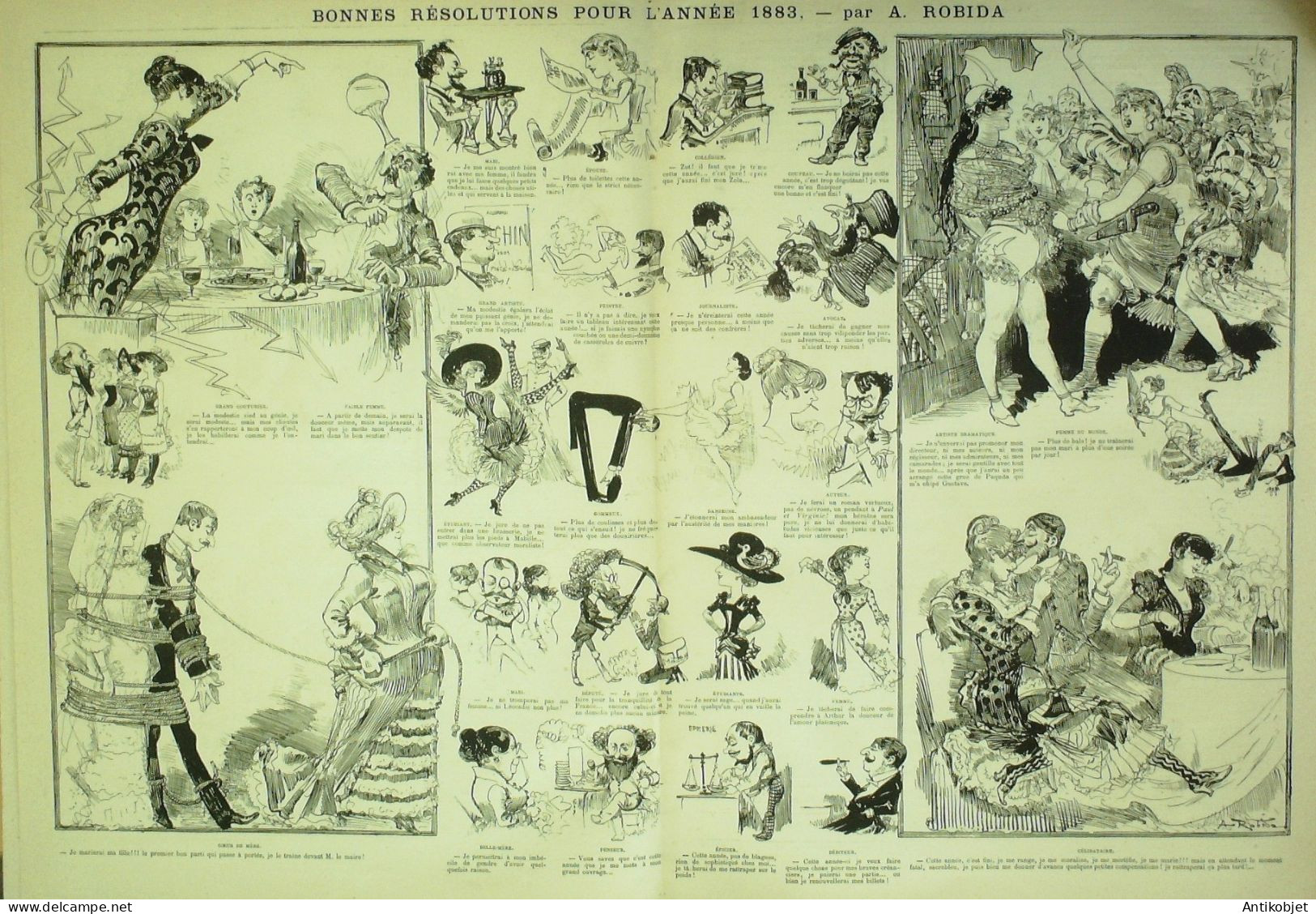 La Caricature 1883 N°159 Résolutions De Cette Année Robida V.Sardou Caran D'Ache Trock Draner - Revistas - Antes 1900