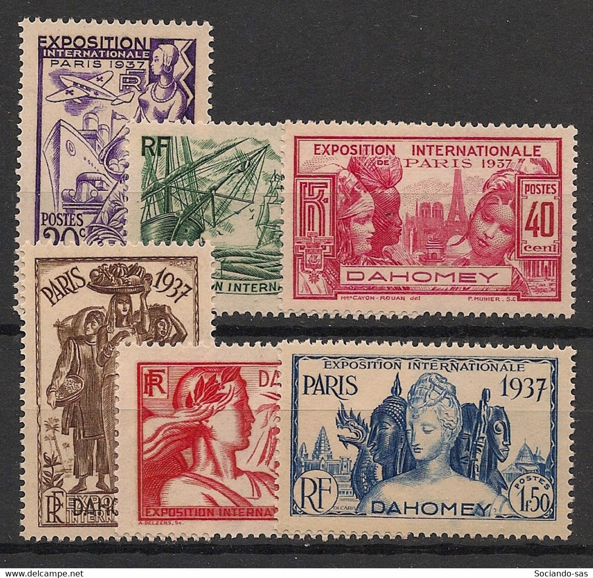 DAHOMEY - 1937 - N°YT. 103 à 108 - Exposition Internationale - Série Complète - Neuf * / MH VF - Unused Stamps