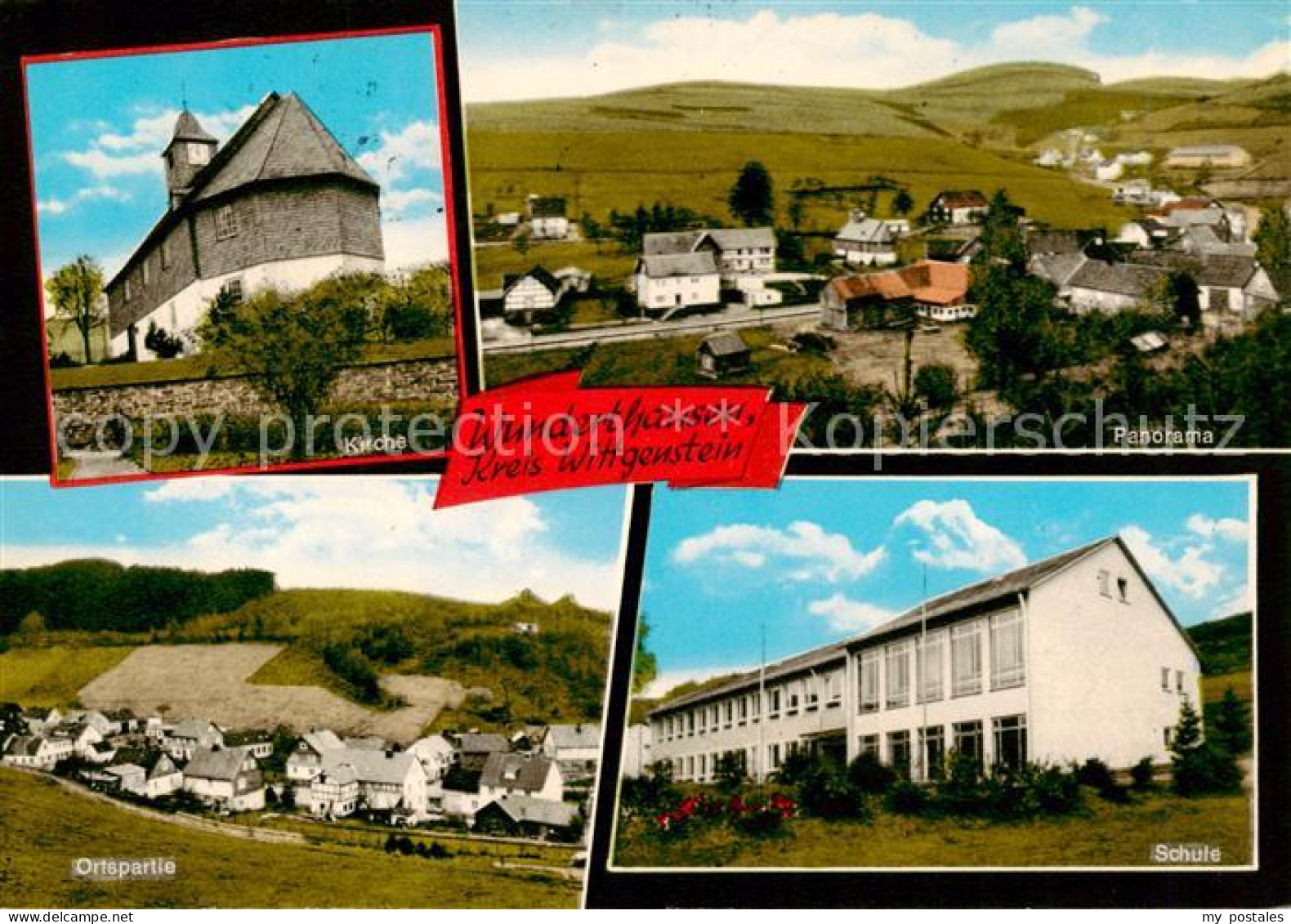 73853083 Wunderthausen Bad Berleburg Kirche Panorama Ortspartie Schule  - Bad Berleburg