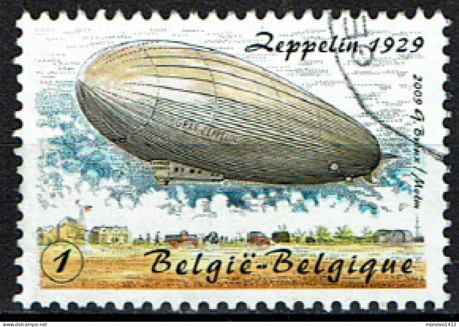 België OBP 3919 - Luchtvaart, Zeppelin - Oblitérés