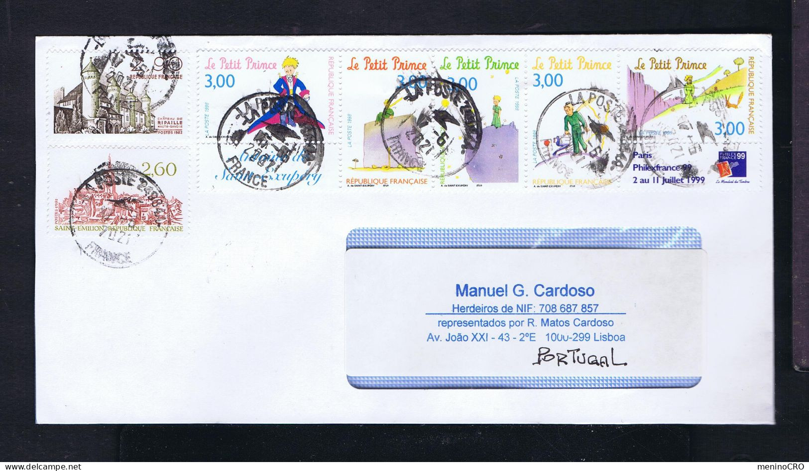 Gc8496 FRANCE "Le Petit Prince" Philexfrance'99 /Saint-Emilion Landescape /Château De RIPAILLE Haute Savoie Mailed 2021 - Cuentos, Fabulas Y Leyendas