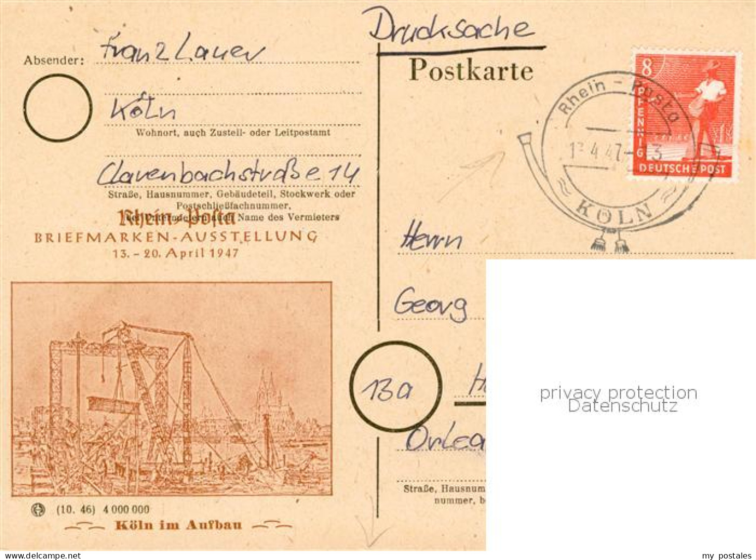 73853056 Koeln  Rhein Rhein Posta Briefmarken Ausstellung  - Köln