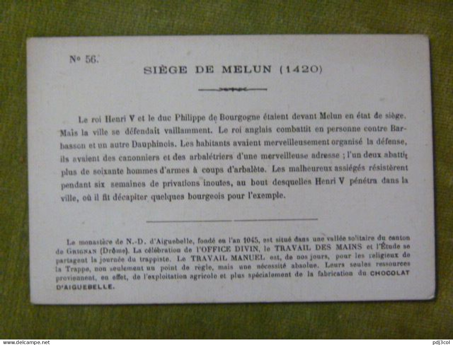 Lot De 3 Chromos - Histoire : Siège De Melun, Du Guesclin Et Le Grandes Compagnies, Assassinat De Jean Sans Peur - Aiguebelle