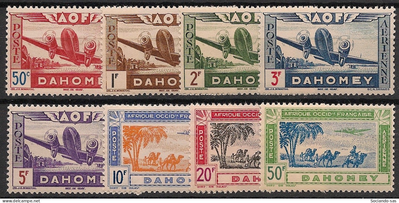 DAHOMEY - 1942 - Poste Aérienne PA N°YT. 10 à 17 - Série Complète - Neuf * / MH VF - Unused Stamps