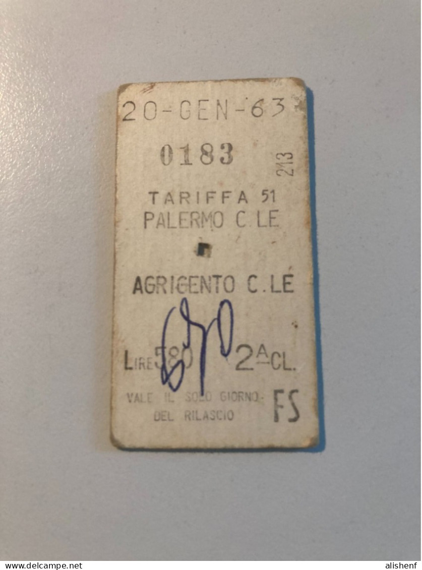 Agrigento C.le Biglietto Treno Per Palermo C.le - Europe