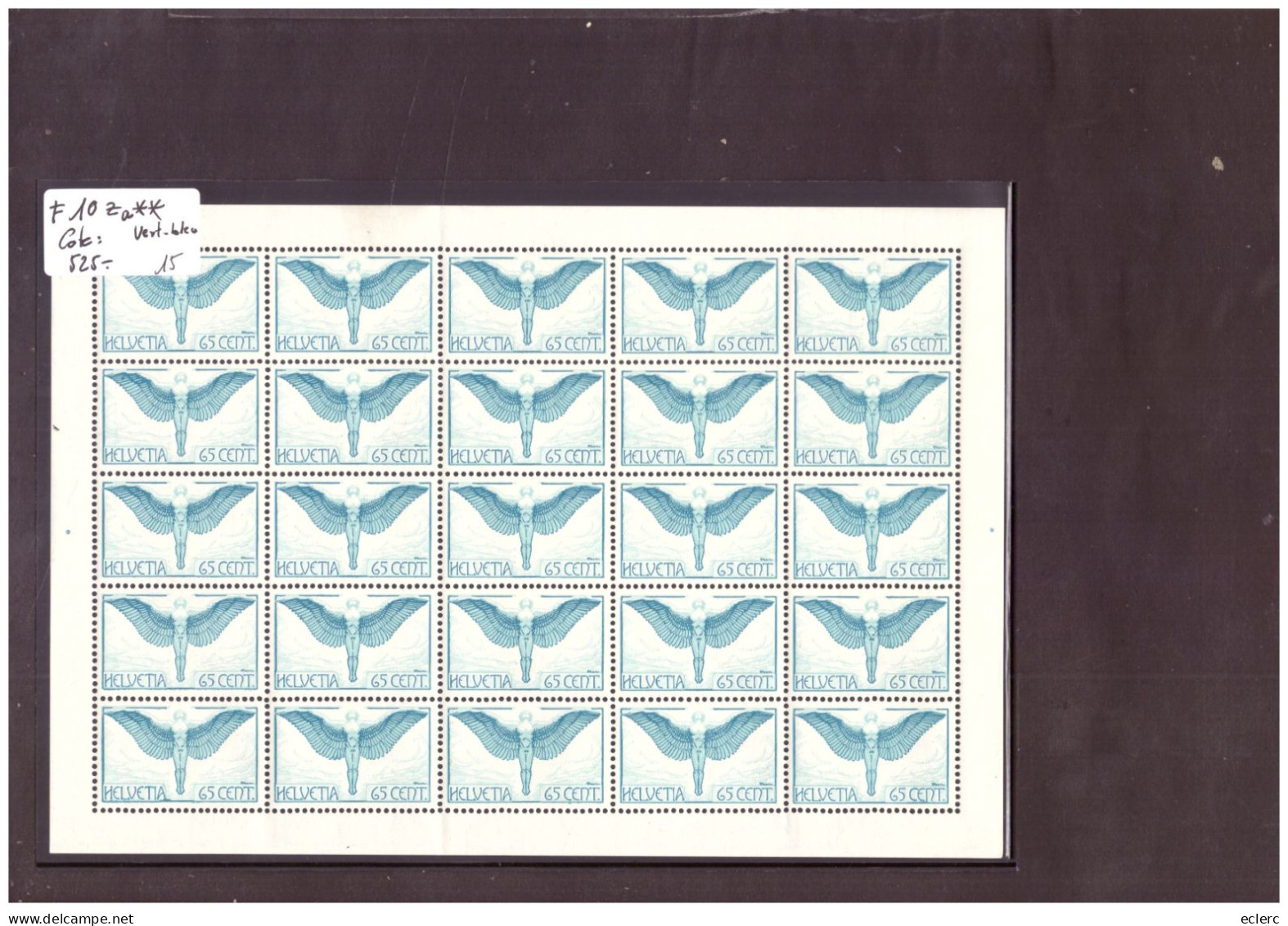 AVIATION No F 10Za ( VERT-BLEU ) - FEUILLE COMPLETE NEUVE ** SANS TRACE  - PARFAIT ETAT - COTE 525.- - Unused Stamps