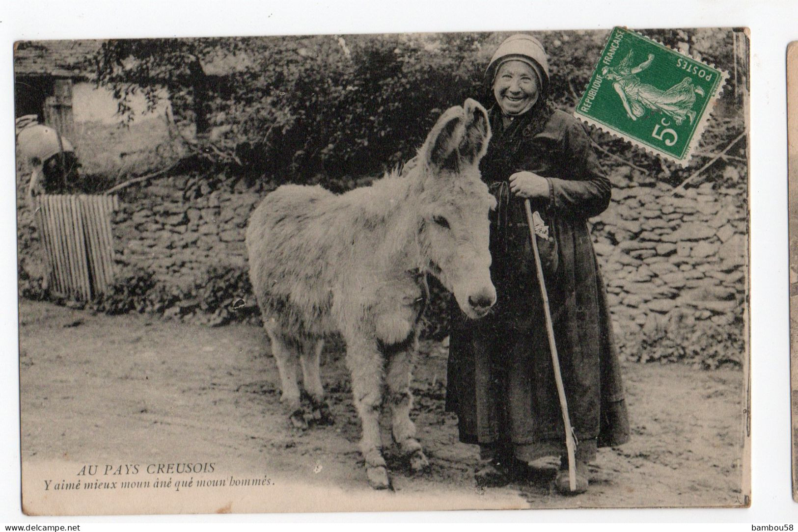 AU PAYS CREUSOIS * ANE * FEMME PAYSANNE * SABOTS * édit. A. De Nussac, Guéret - Limousin