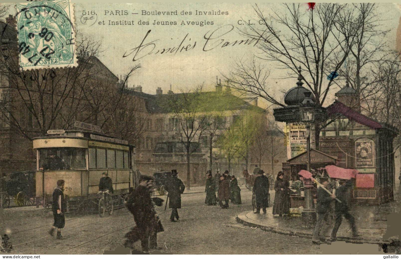 PARIS BOULEVARD DES INVALIDES ET INSTITUT DES JEUNES AVEUGLES TRAMWAY - Paris (07)