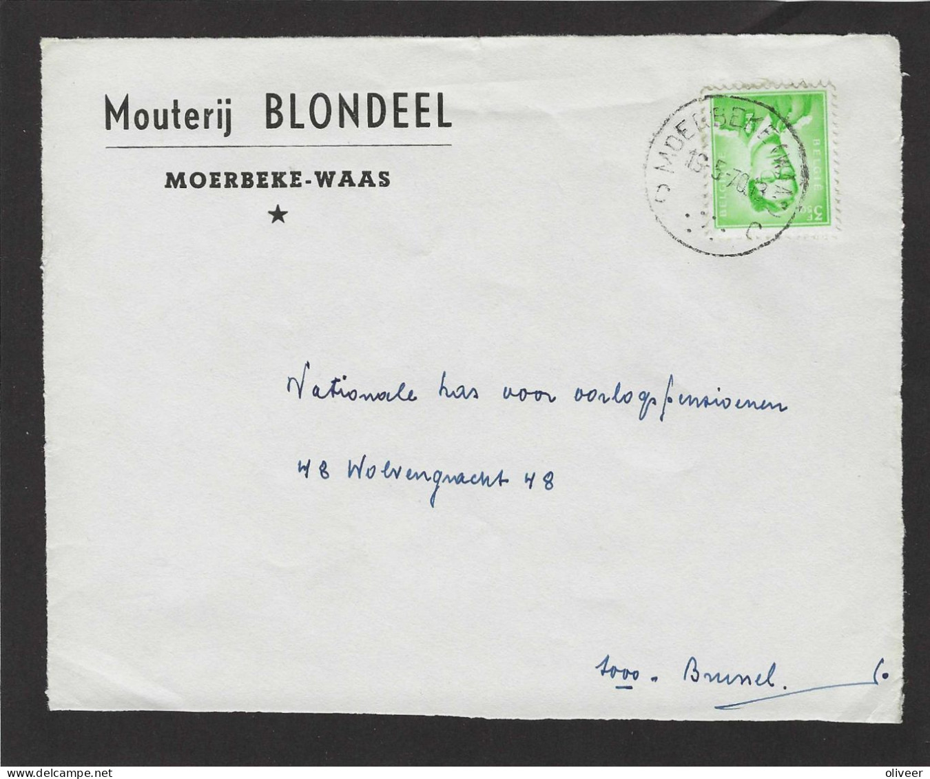 OCB 1068P3 - 3,50 Fr. Boudewijn Op Briefvoorzijde - Devant De Lettre - MOERBEKE (WAAS) - 1970 - Mouterij Blondeel - 1953-1972 Glasses