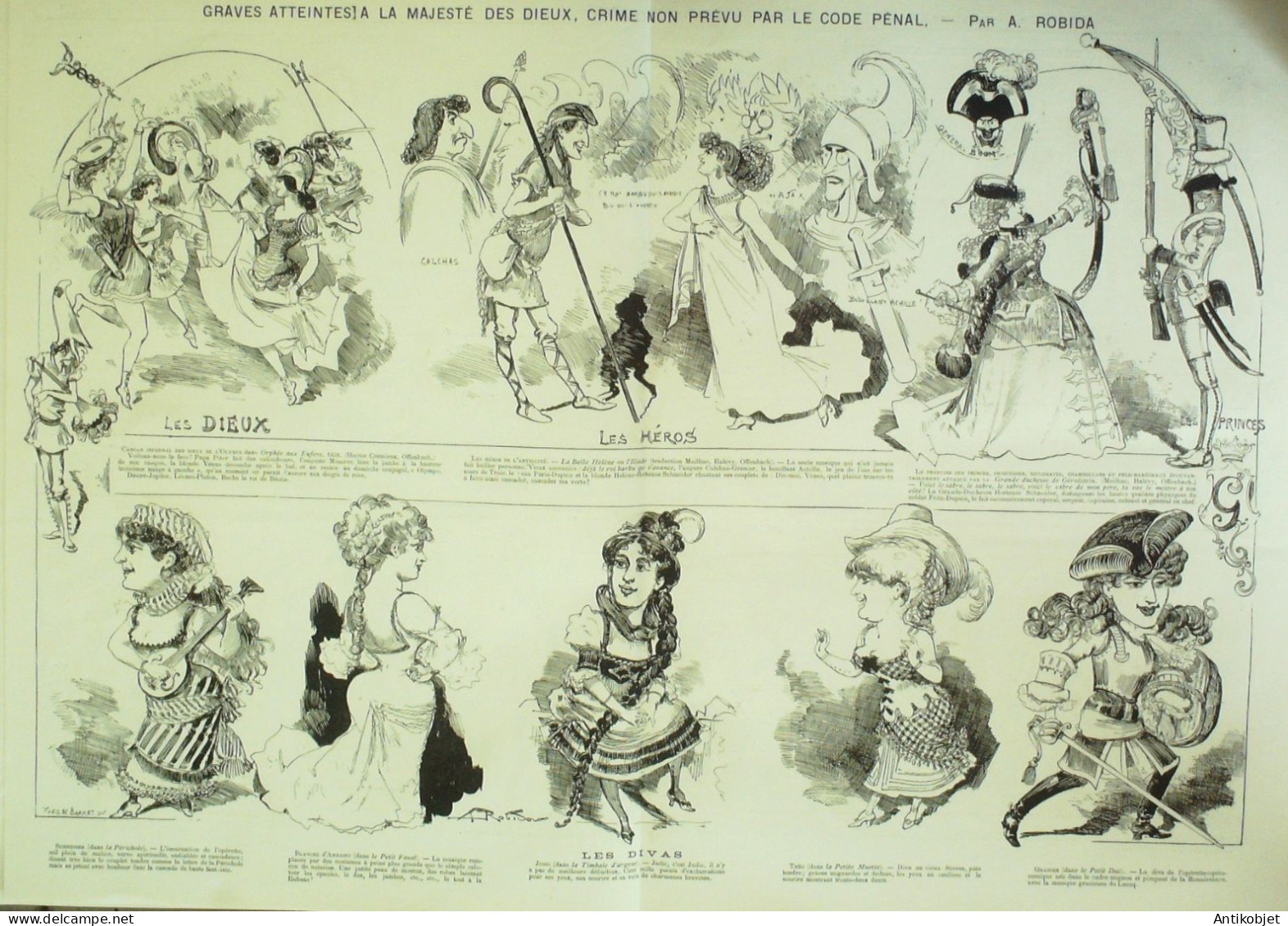 La Caricature 1883 N°161 L'Opérette Barret Robida Divas Princes Dieux Héros - Tijdschriften - Voor 1900