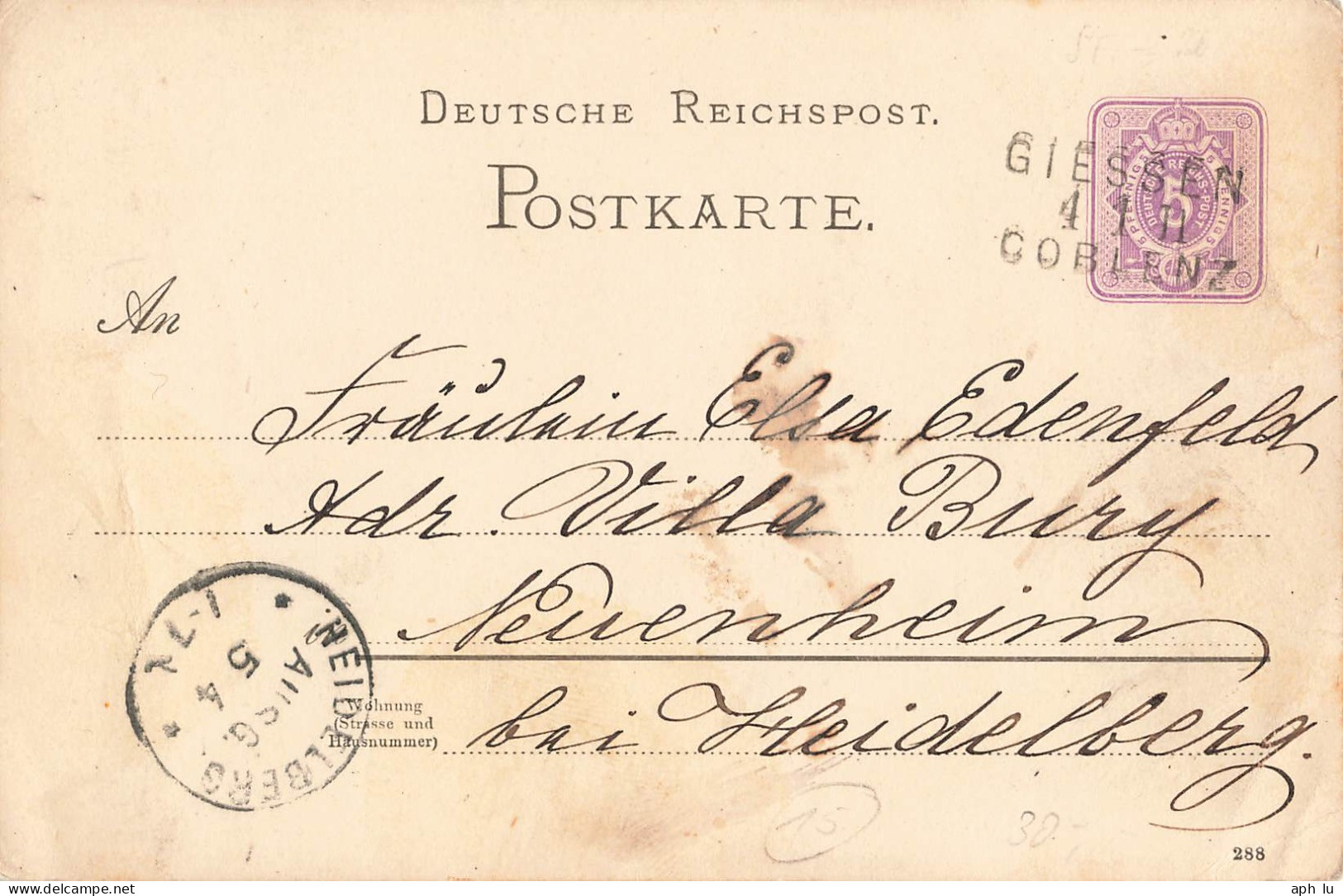 Bahnpost (Ambulant; R.P.O./T.P.O.) Giessen-Coblenz (ZA2455) - Cartas & Documentos