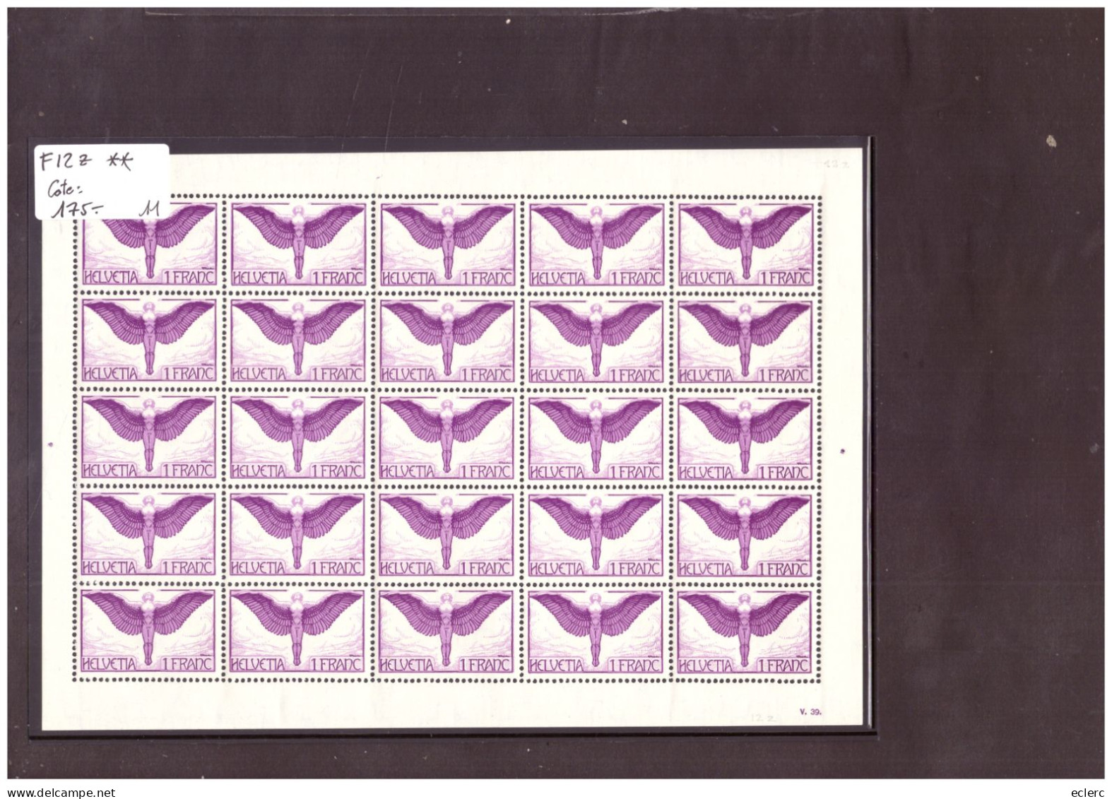 AVIATION No F 12Z - FEUILLE COMPLETE NEUVE ** SANS TRACE ET NON PLIEE  - PARFAIT ETAT - COTE 175.- - Unused Stamps