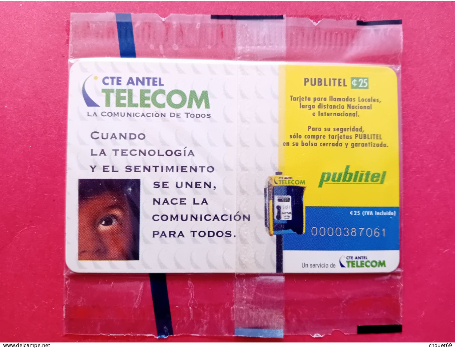 EL SALVADOR Publitel Chip 25₡ Child's Eye SC7 MINT In Folder NSB Blister (TS0320 - El Salvador