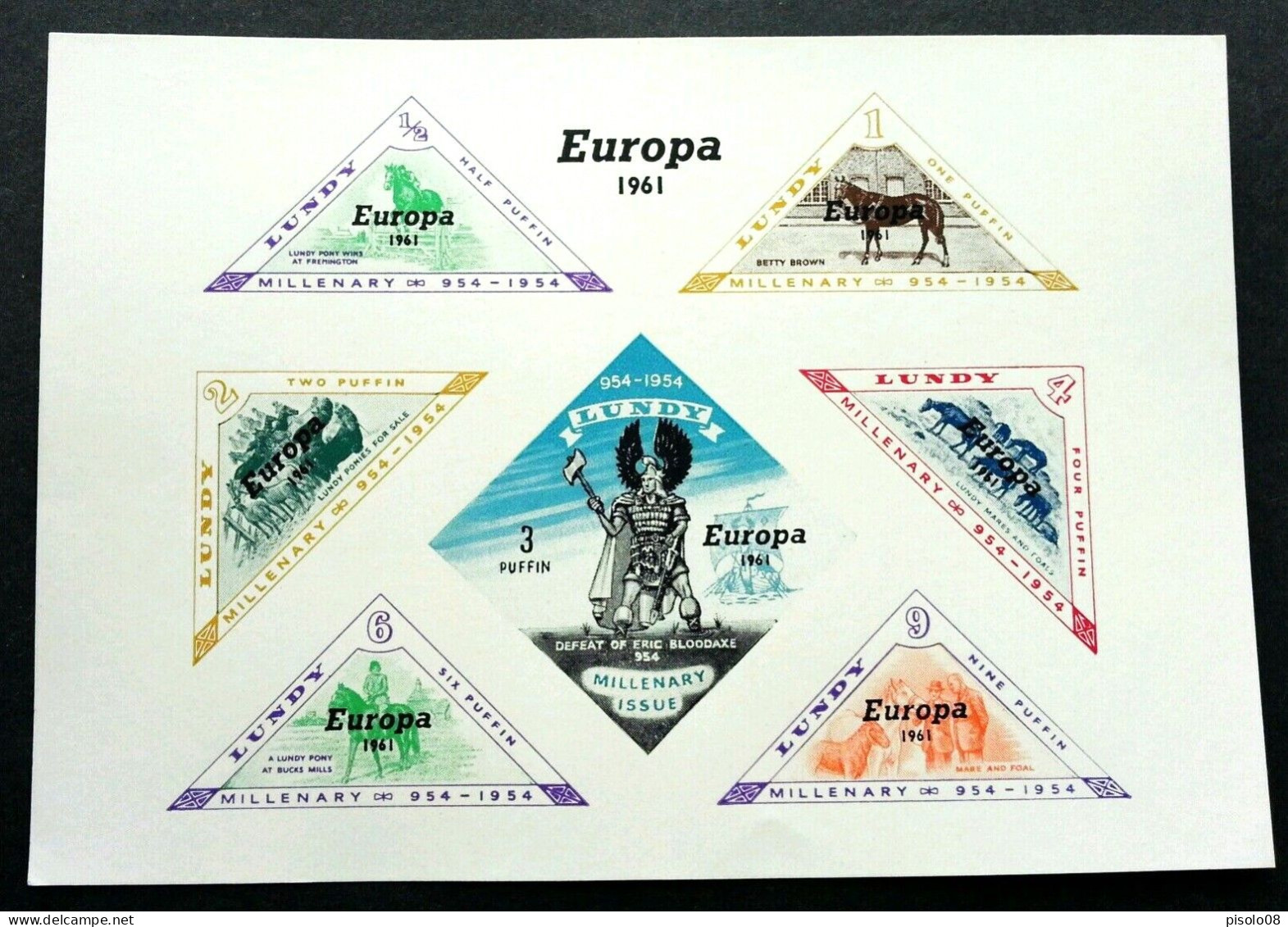 EUROPA JUGOSLAVIA 1961 LUNDY MILLENARY 954-1954 FOGLIETTO - Hojas Y Bloques