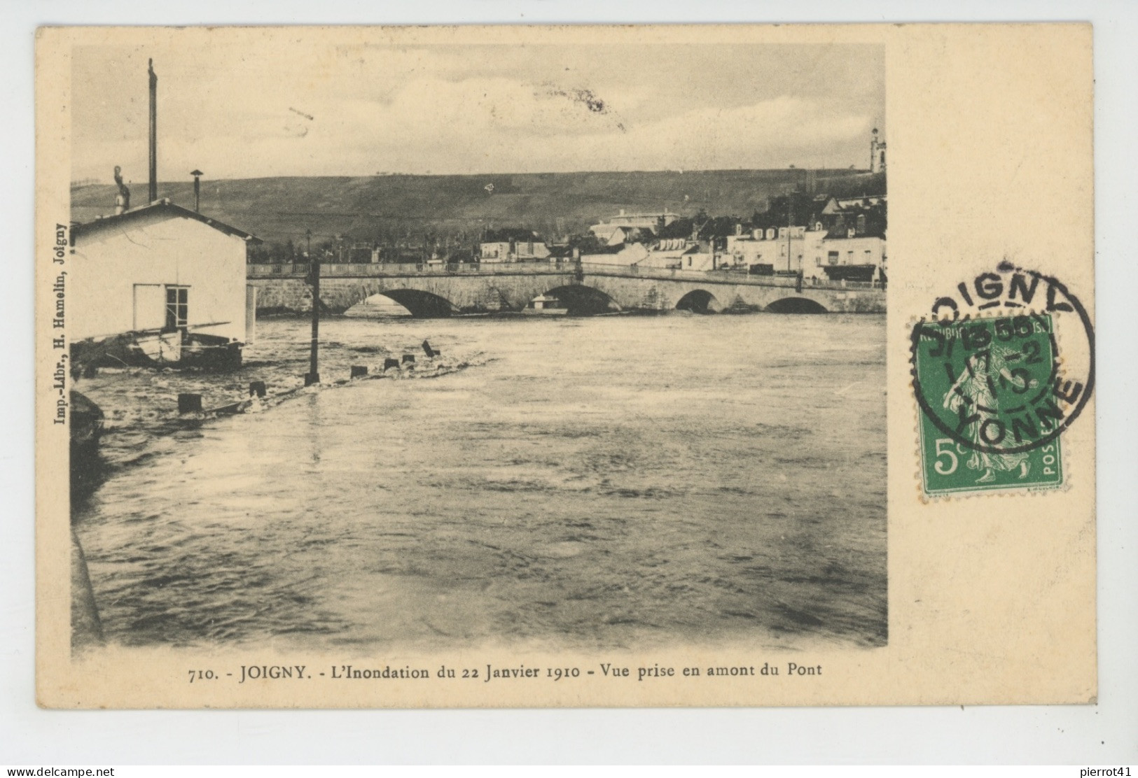 JOIGNY - L'Inondation Du 22 Janvier 1910 - Vue Prise En Amont Du Pont - Joigny