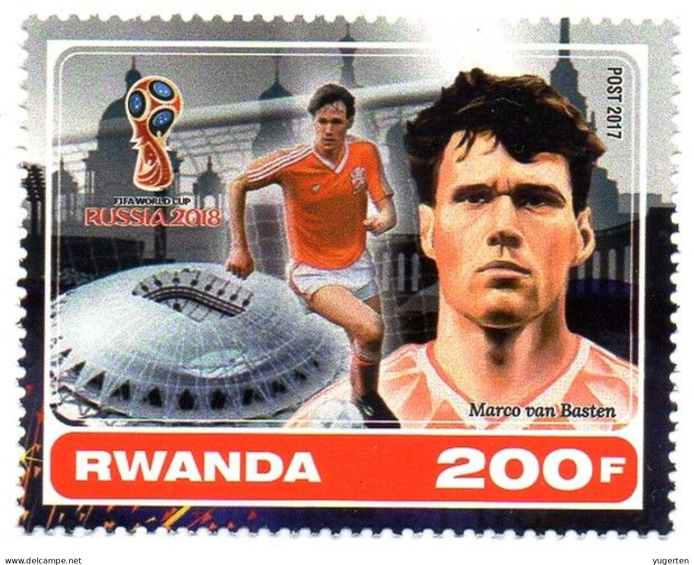 RWANDA 2017 - MNH - Marco Van Basten - AC MILAN - Football World Cup Russia - Fußball -  Netherlands  Soccer Stadium - Autres & Non Classés