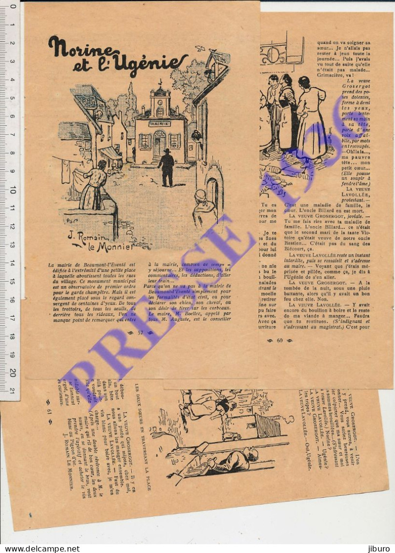 2 Vues 1936 Récit Fictif De Romain Le Monnier Mairie Beaumont L'Eventé Boellec Maire Buste Marianne + Grosergot Lavollée - Unclassified