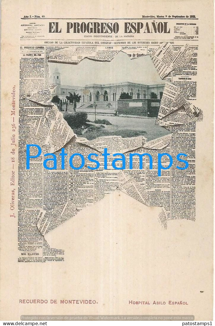 227712 URUGUAY MONTEVIDEO ART DIARIO NEWSPAPER EL PROGRESO ESPAÑOL POSTAL POSTCARD - Uruguay