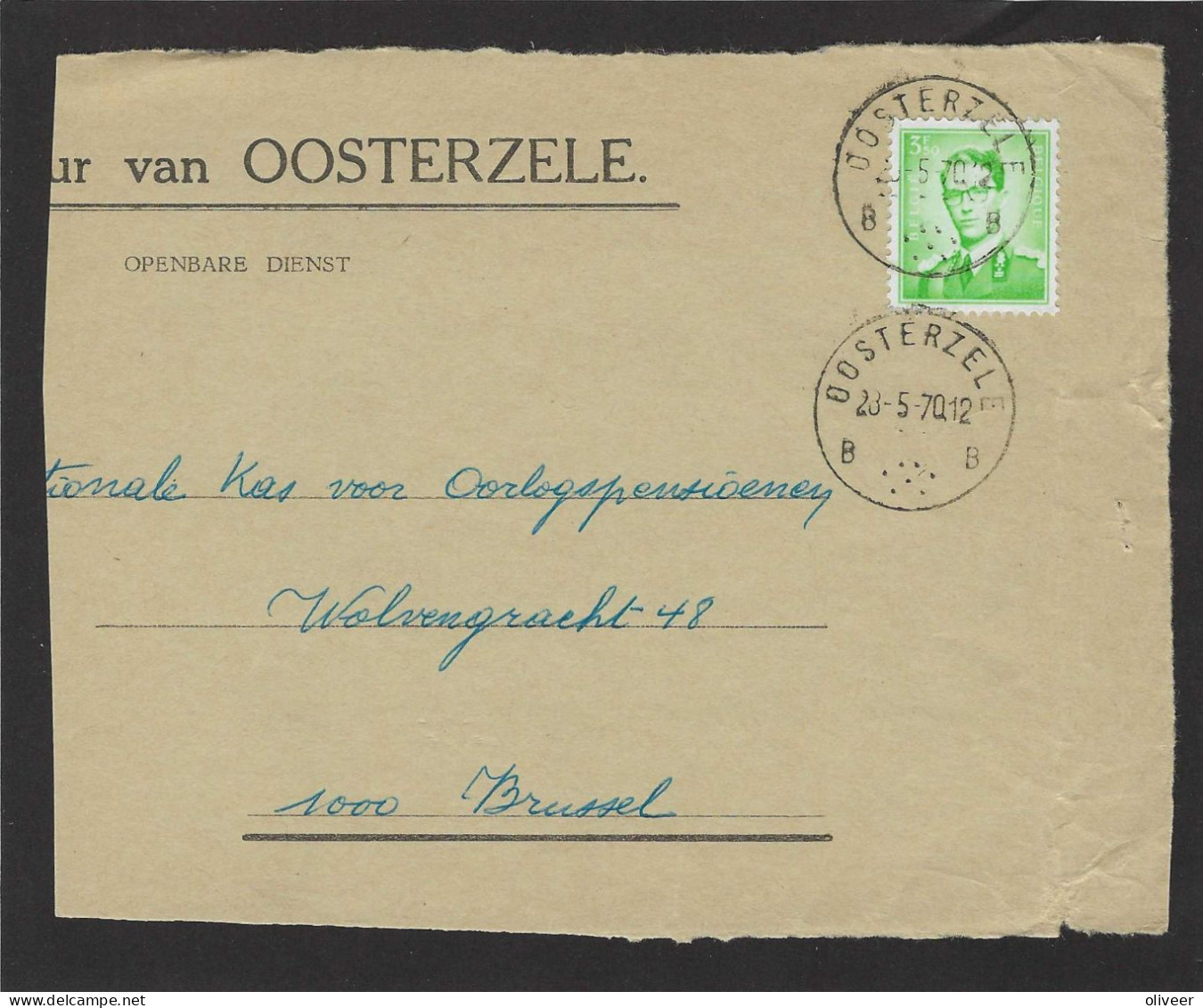 OCB 1068P3 - 3,50 Fr. Boudewijn Op Briefvoorzijde - Devant De Lettre (fragment) - OOSTERZELE - 1970 - 1953-1972 Lunettes