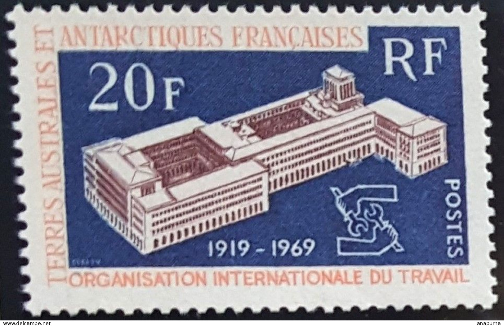 TIMBRE TAAF N° 32 50ème Anniversaire De L'Organisation Internationale Du Travail. - Unused Stamps