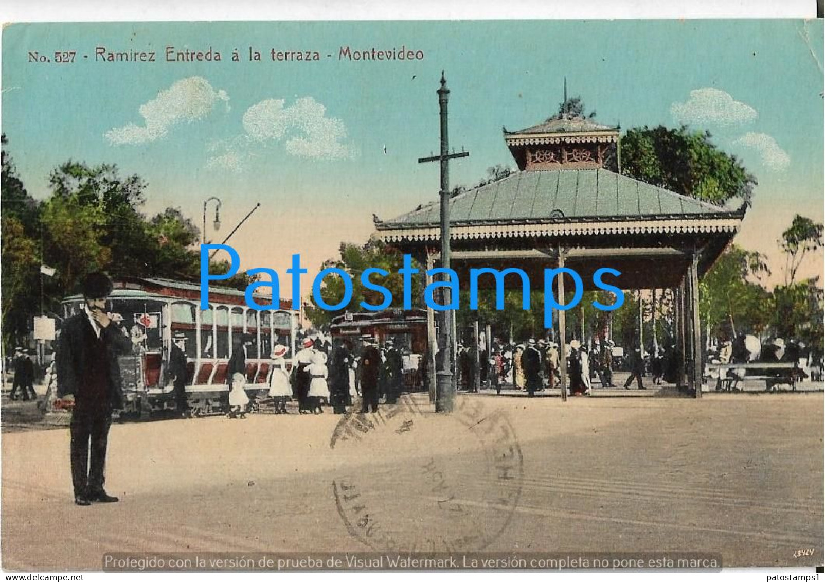 227714 URUGUAY MONTEVIDEO RAMIREZ ENTRANDO A LA TERRAZA & TRANVIA TRAMWAY POSTAL POSTCARD - Uruguay