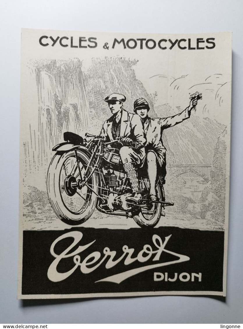 Cartonnage Publicitaire TERROT DIJON CYCLES & MOTOCYCLES 14 X 18 Cm Env - Publicidad