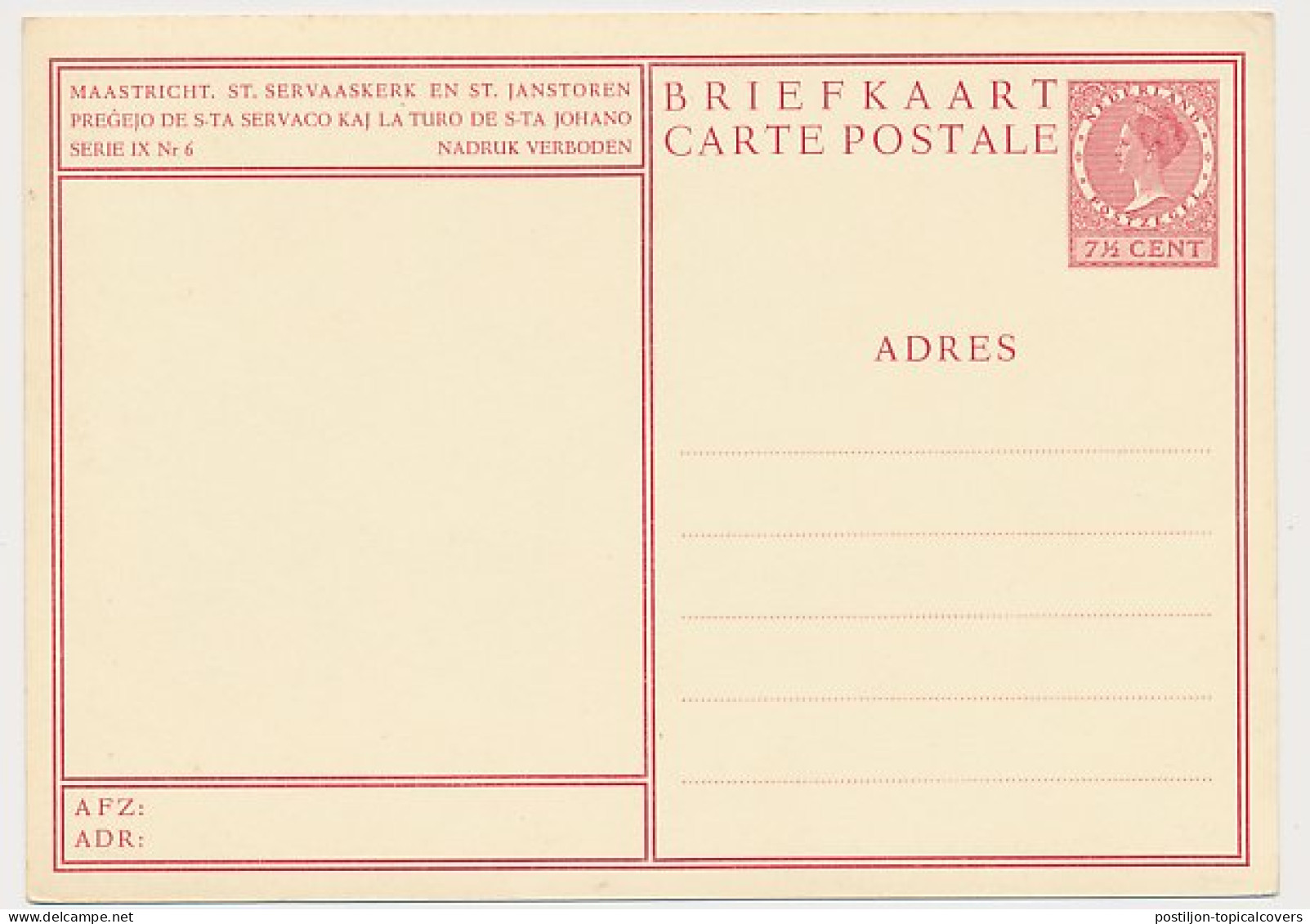 Briefkaart G. 240 V Kopstaand - Maastricht - Postal Stationery