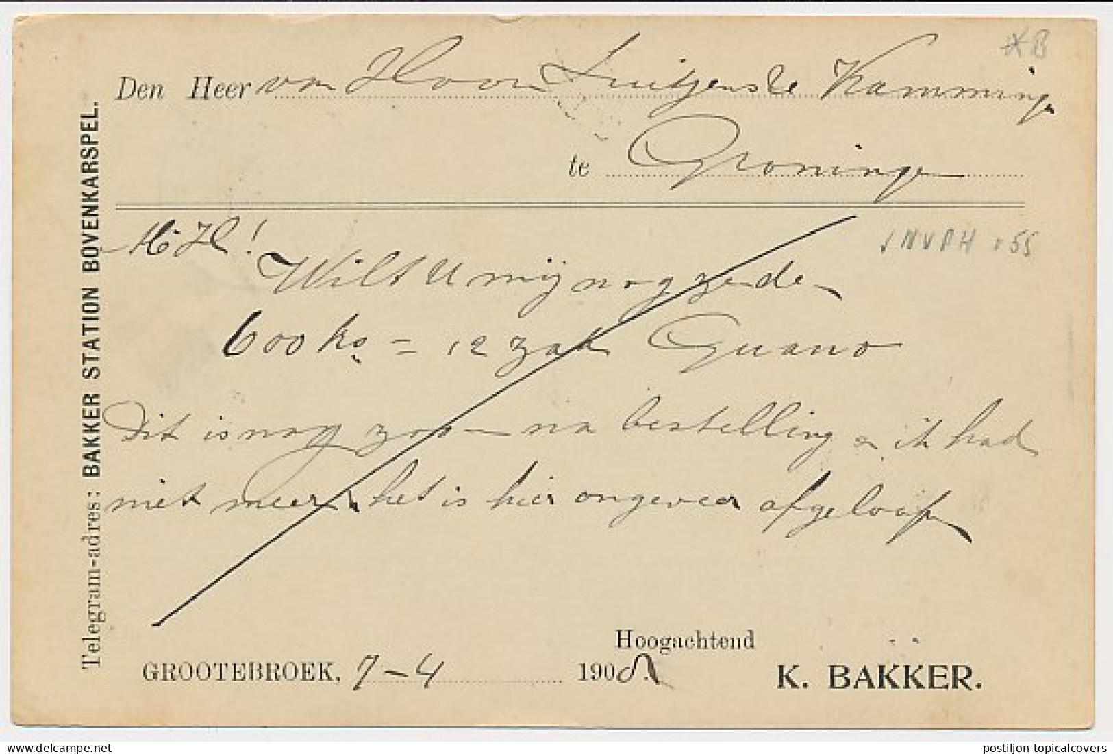 Firma Briefkaart Grootebroek 1908 - Groenten- Aardappelhandel - Unclassified