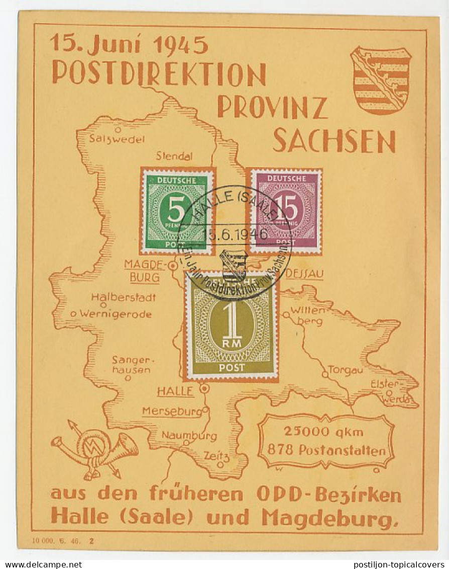 Card Deutsche Post / Sachsen 1946 Postal District Sachsen - Other & Unclassified