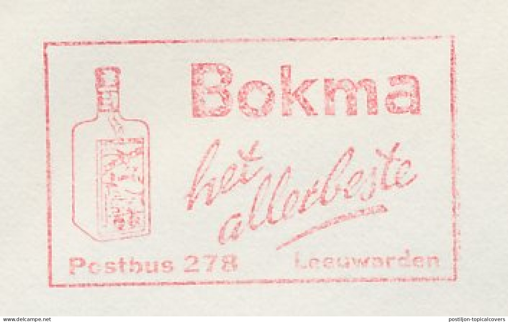Meter Cover Netherlands 1973 Alcohol - Bokma - Distillery - Wein & Alkohol