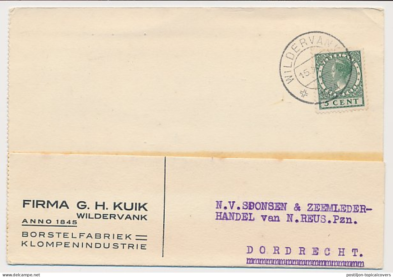 Firma Briefkaart Wildervank 1934 - Borstel - Klompen - Unclassified