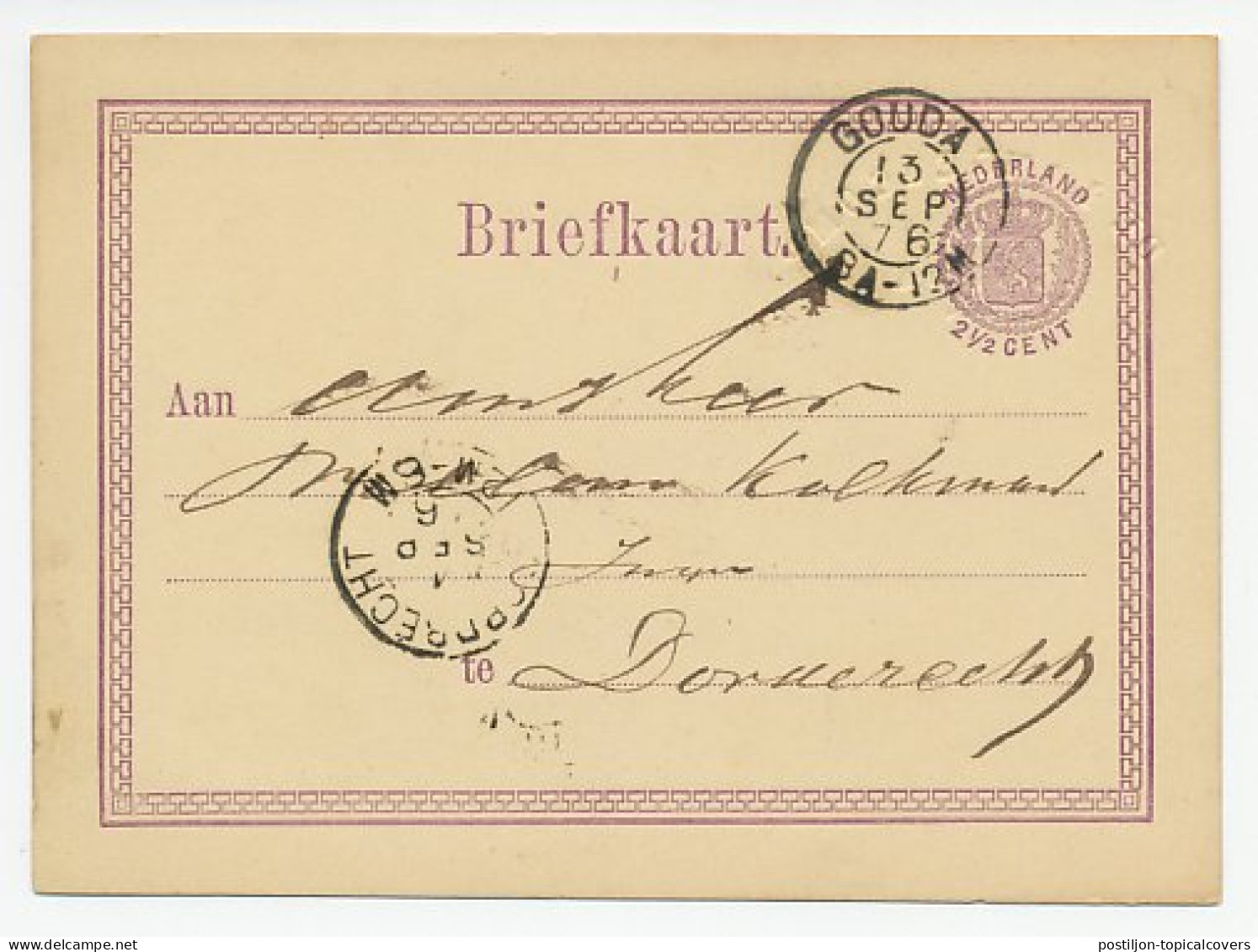 Briefkaart G. 7 Firma Blinddruk Gouda 1876 - Postal Stationery