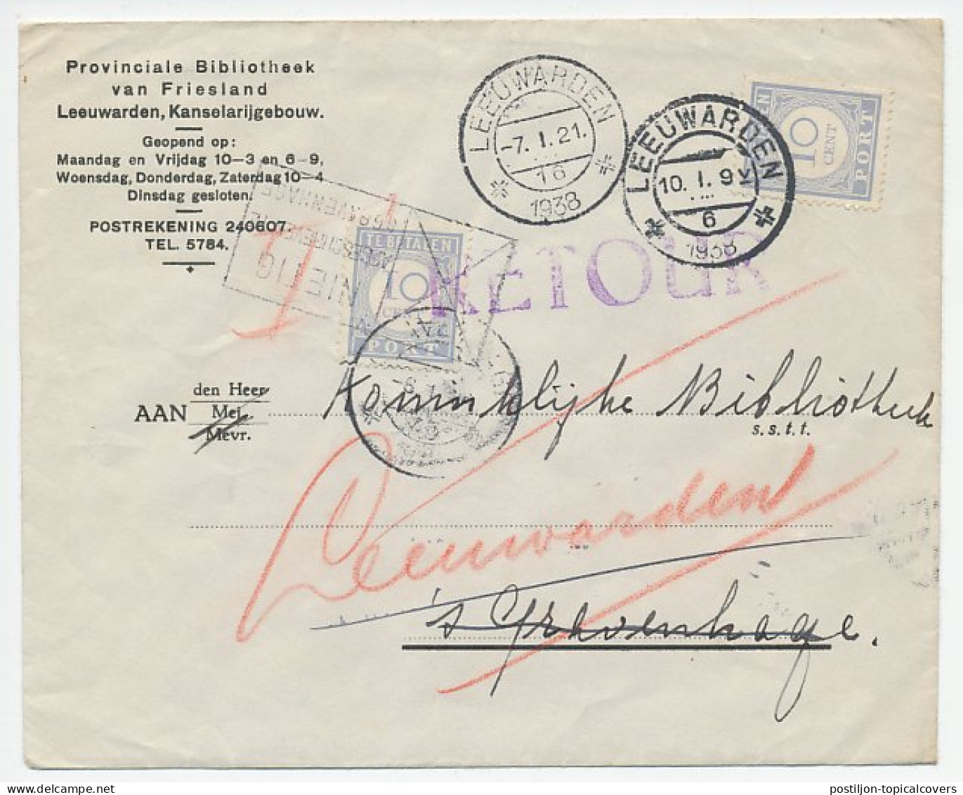 Em. Port 1912 Leeuwarden - Den Haag - Nietig / Afgeschreven - Unclassified