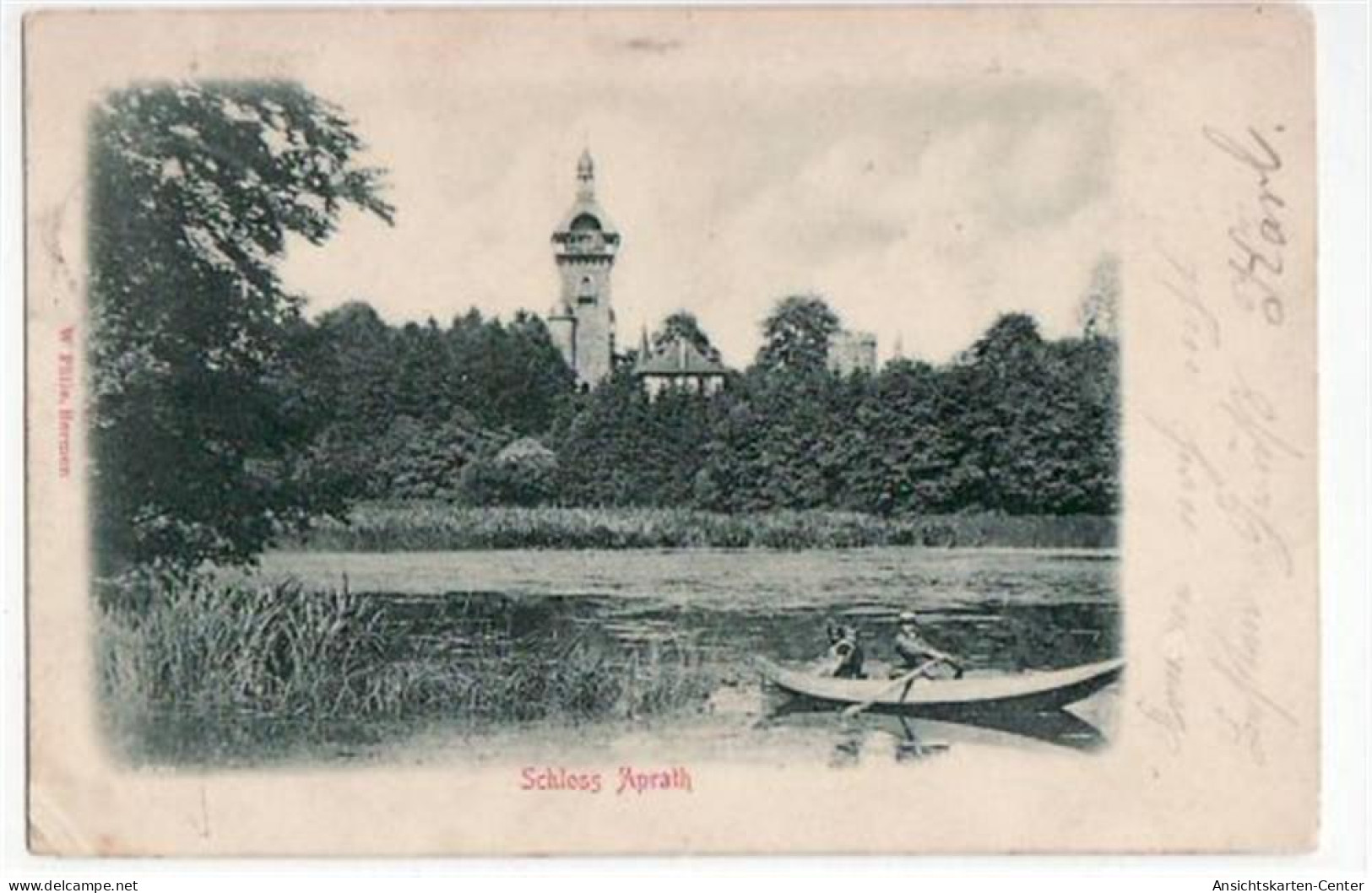 39057405 - Schloss Aprath Mit Partie Am Teich Gelaufen Von 1903 Kleiner Knick Oben Und Unten Links, Leichte Eckabschuer - Wuppertal