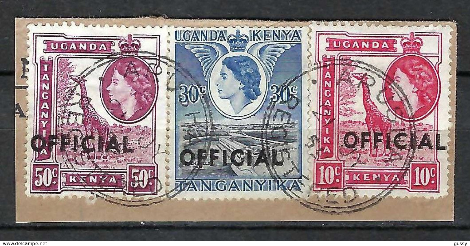 KENYA, OUGANDA & TANGANYIKA Service Ca.1955: Lot D'obl. Sur Fragment De LSC Rec. - Kenya, Uganda & Tanganyika