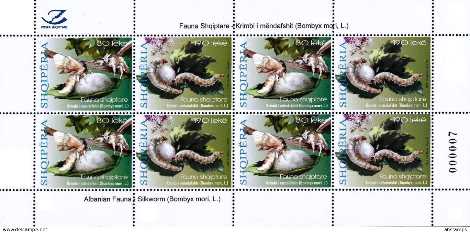 Albania Stamps 2023. FAUNA: Silkworm (Bombyx Mori, L.). Sheet MNH - Albanie