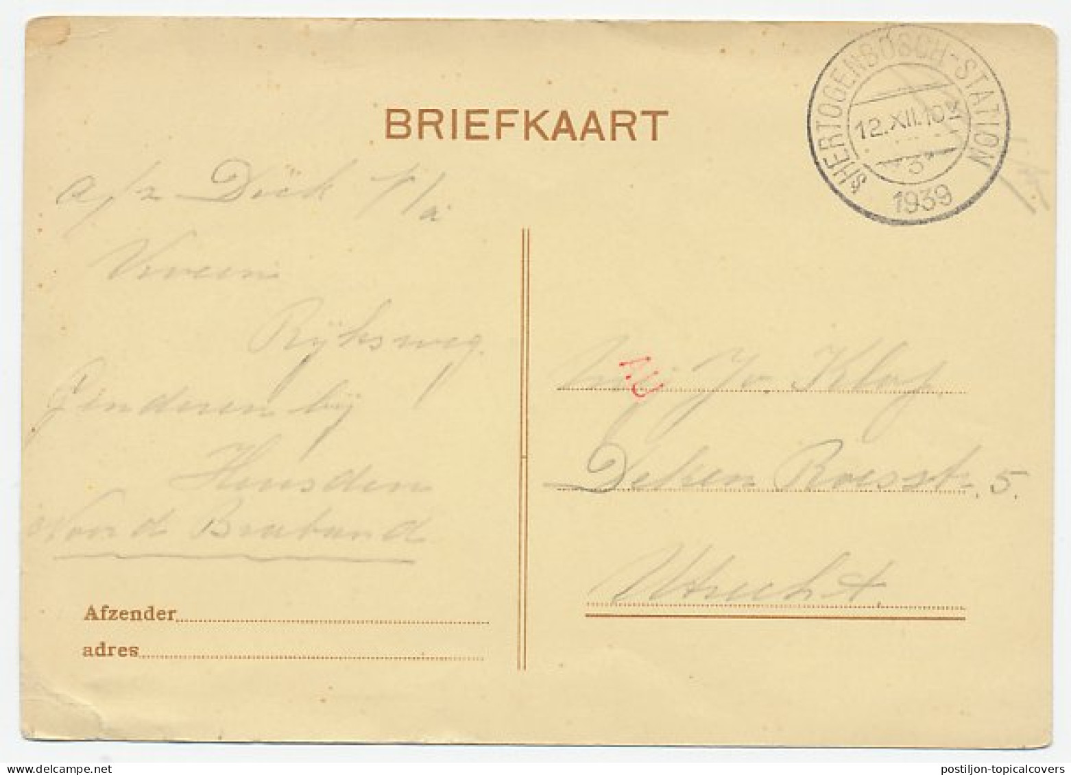 Dienst Militair S Hertogenbosch - Utrecht 1939 - Zonder Classificatie
