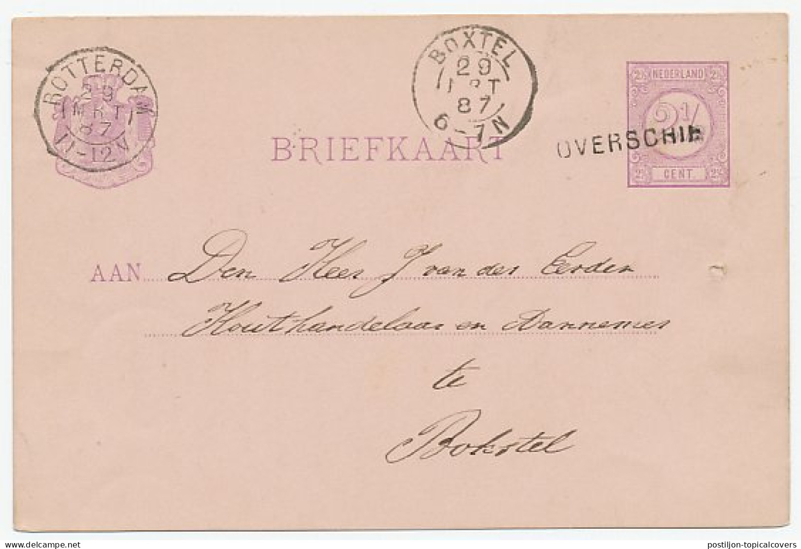 Naamstempel Overschie 1887 - Cartas & Documentos