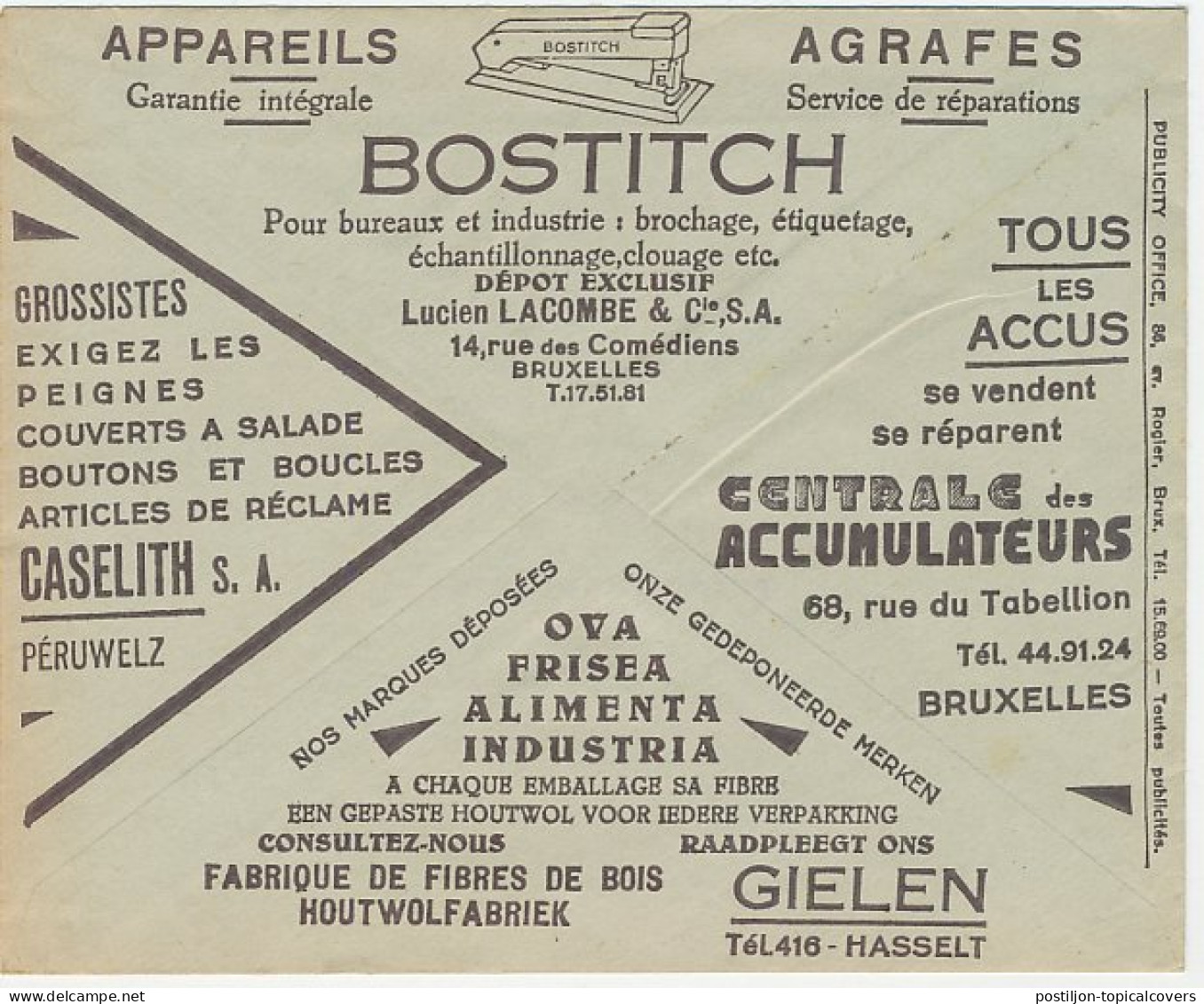 Postal Cheque Cover Belgium Car Exhibition - General Motors - Opel Chevrolet - Pontiac  - Autos